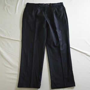 Bespoke 38x30 Navy‎ Blue Wool Pleated Cuffed Mens Dress Pants